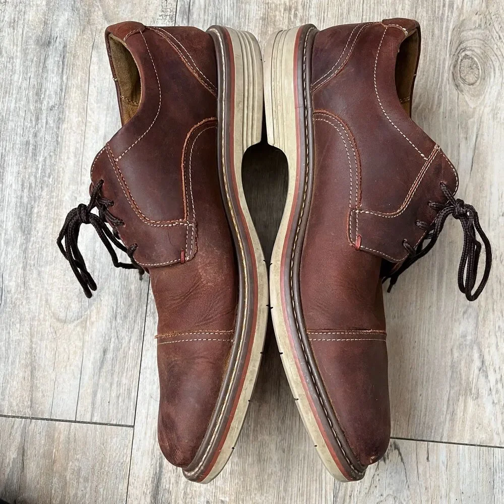 Florsheim Norwalk Plain Toe Oxford Brown Leather Shoes Comfortech Mens 9M Rustic